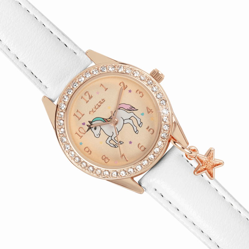 Tikkers Girls White Strap Unicorn Watch Necklace Purse Set ATK1063