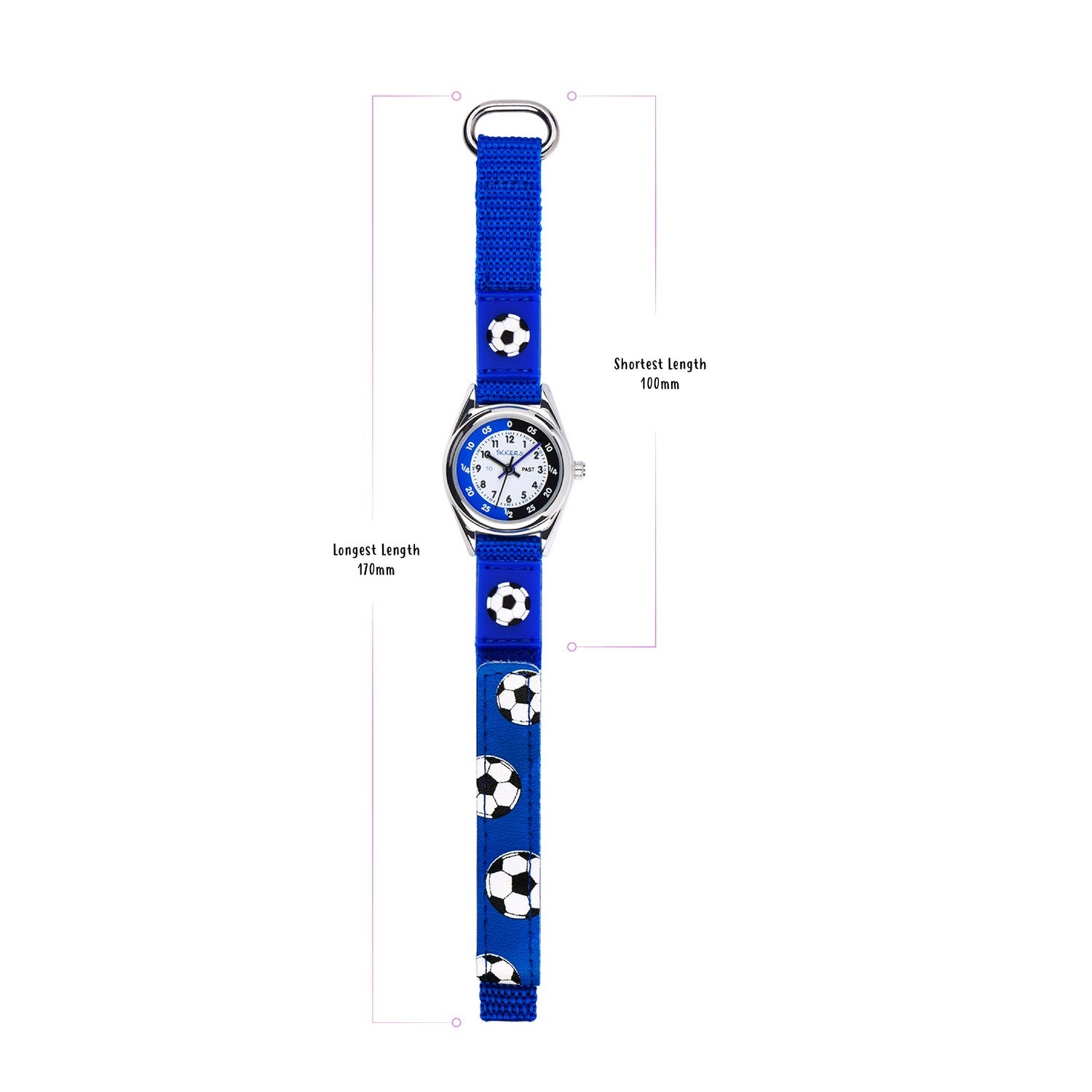 Blue watch with soccer design on strap and matching pouch, labeled 'Gift Set' by Tikkers.