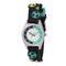 Children's watch with soccer-themed strap on a white background