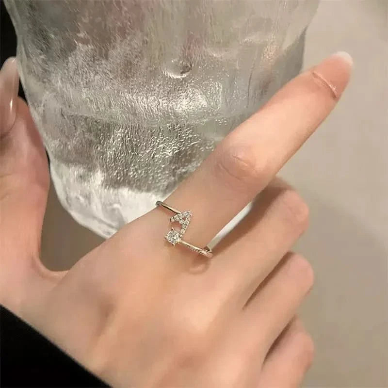 Diamond Initial Letter Silver Ring