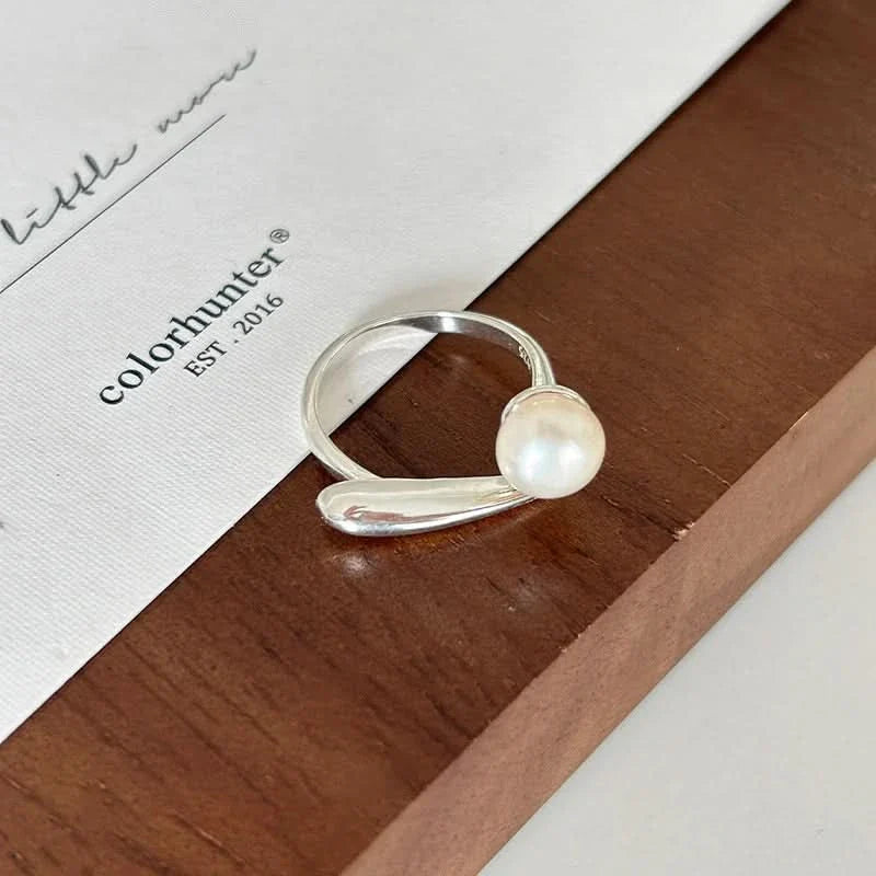 Adjustable Cross-design freshwater pearl ring