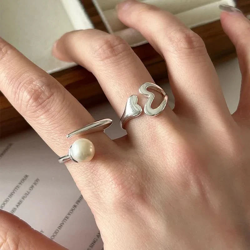 Adjustable Cross-design freshwater pearl ring
