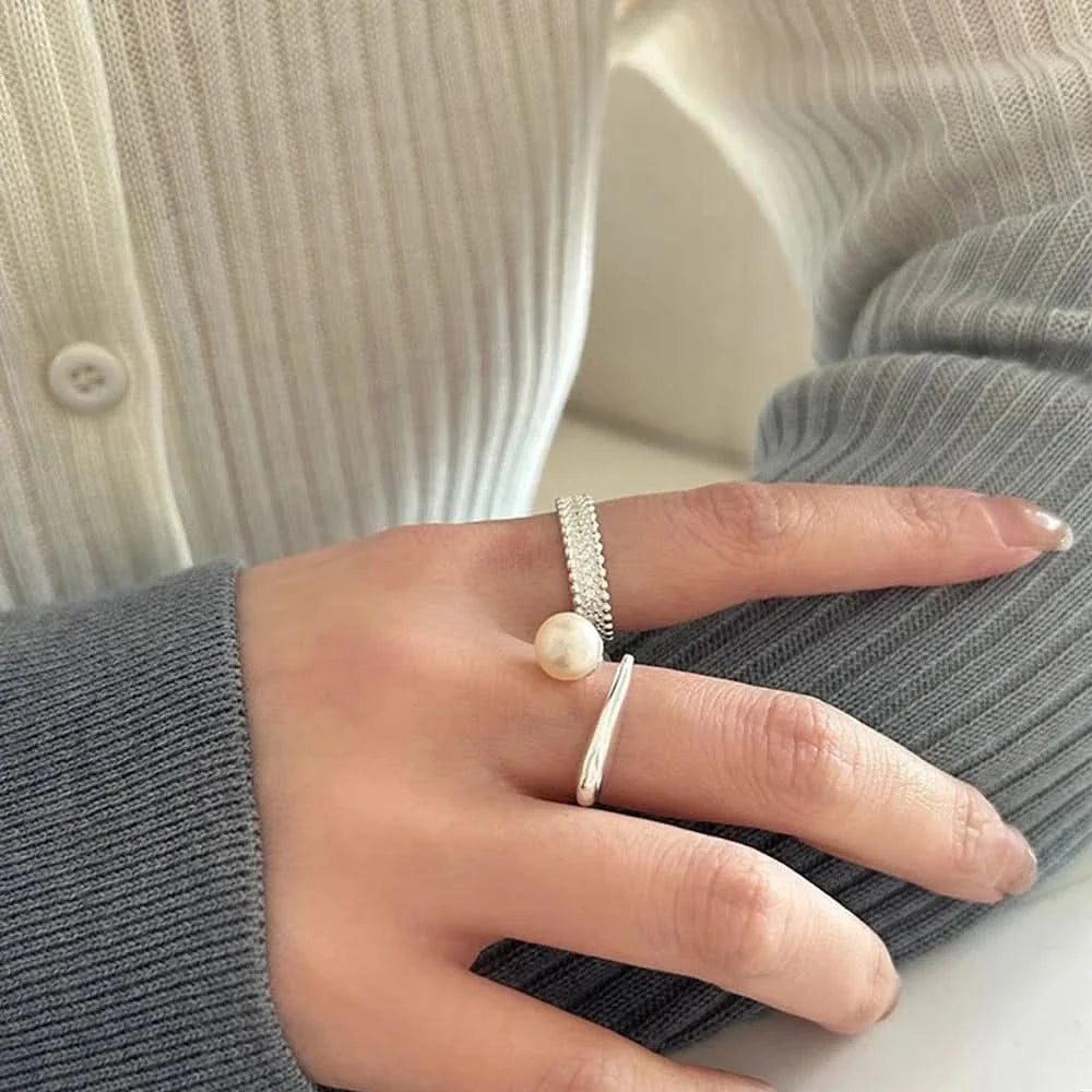 Adjustable Cross-design freshwater pearl ring