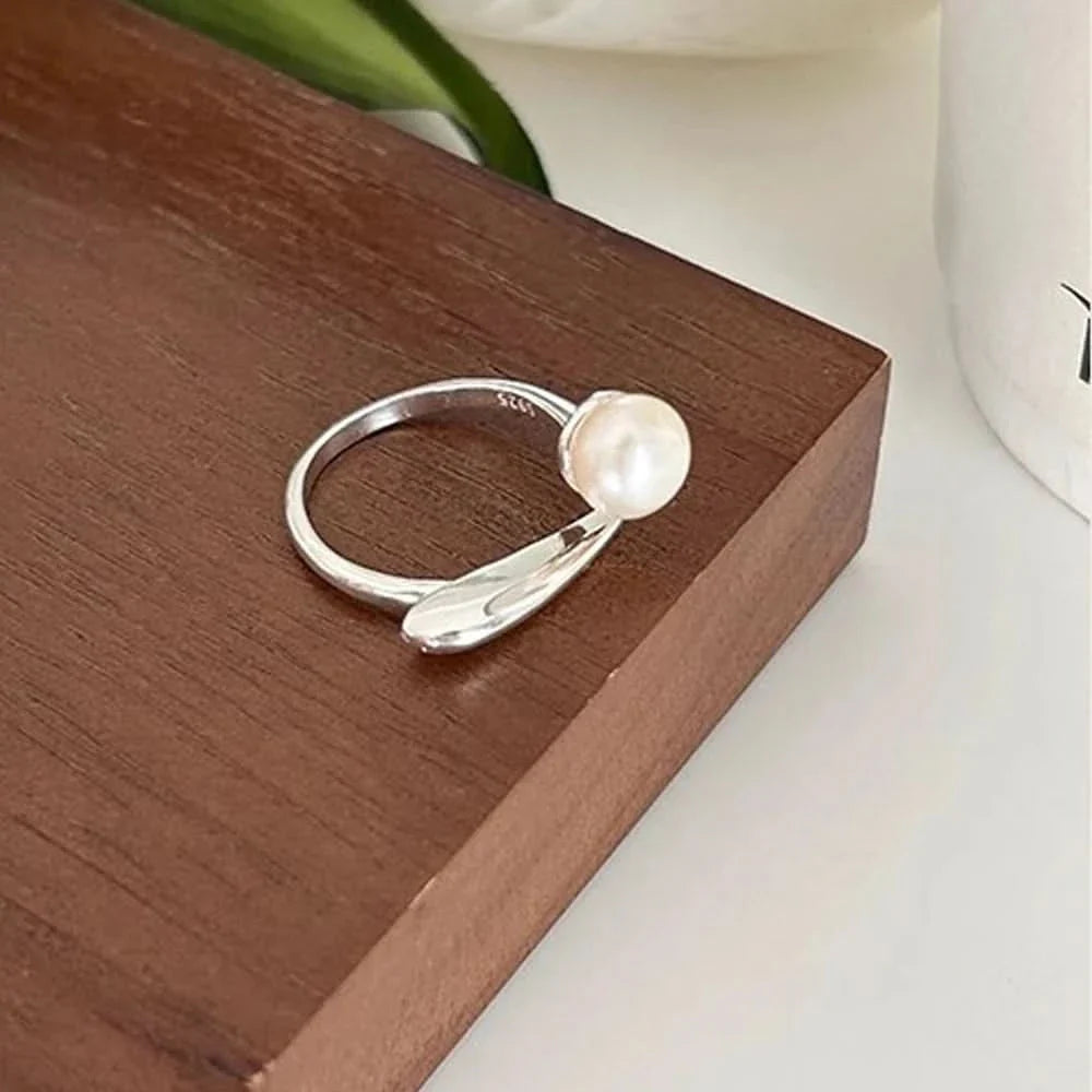 Adjustable Cross-design freshwater pearl ring