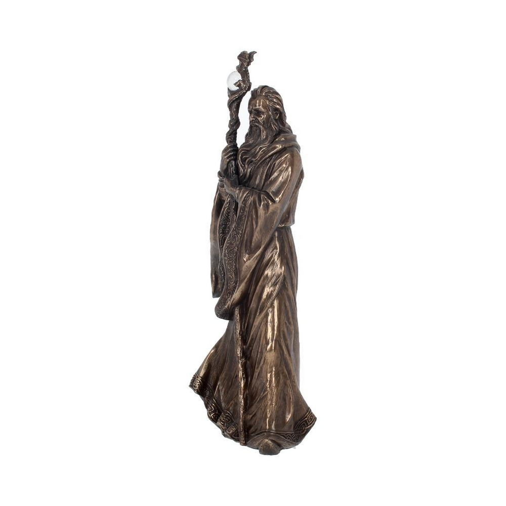 Bronze Wizard Merlin Figurine Arthurian Magic Sorcerer Ornament B0412B4