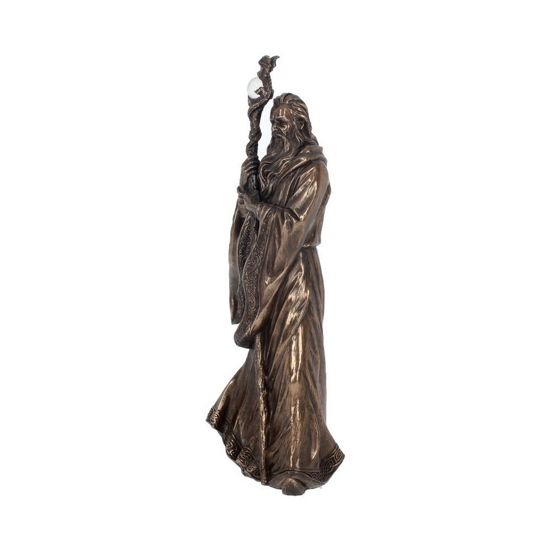 Bronze Wizard Merlin Figurine Arthurian Magic Sorcerer Ornament B0412B4