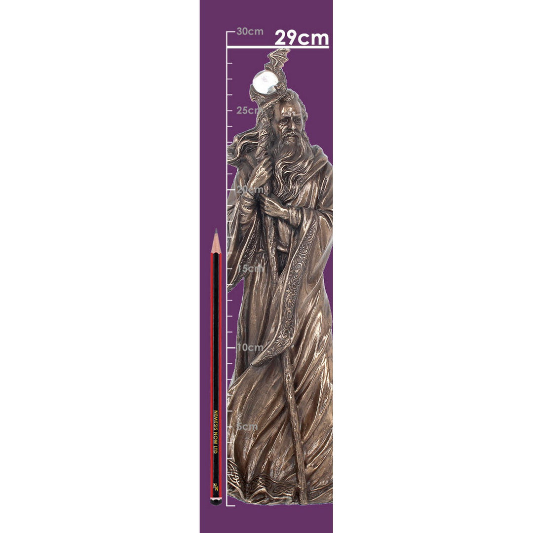Bronze Wizard Merlin Figurine Arthurian Magic Sorcerer Ornament B0412B4