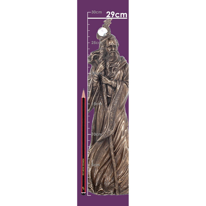 Bronze Wizard Merlin Figurine Arthurian Magic Sorcerer Ornament B0412B4