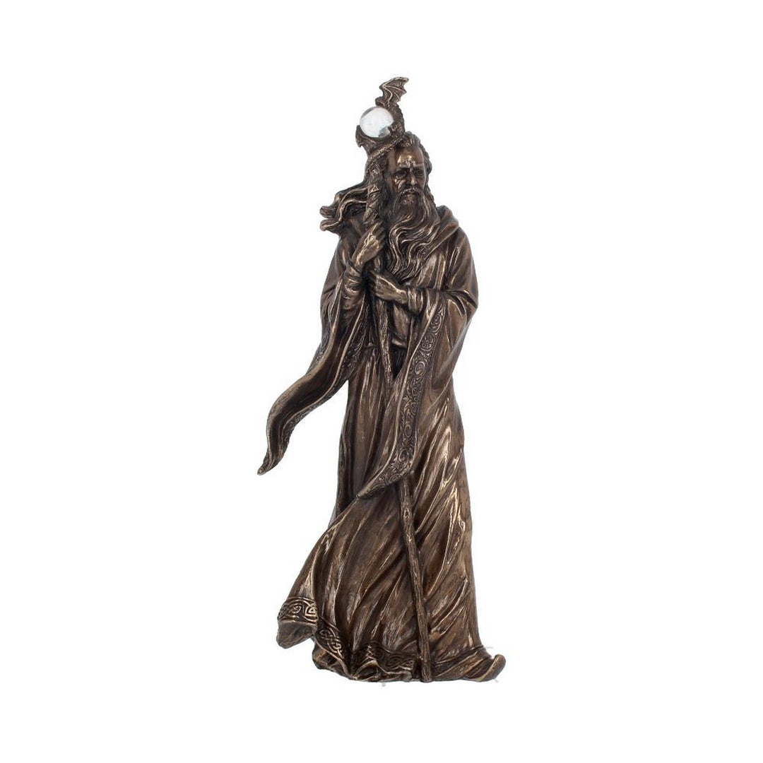 Bronze Wizard Merlin Figurine Arthurian Magic Sorcerer Ornament B0412B4