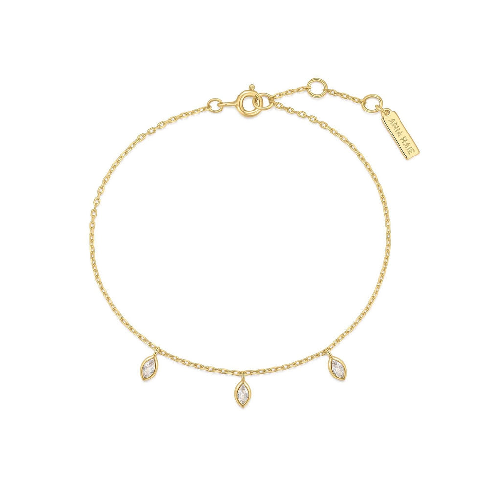 Gold Sparkling Triple Station Bracelet B066-02G