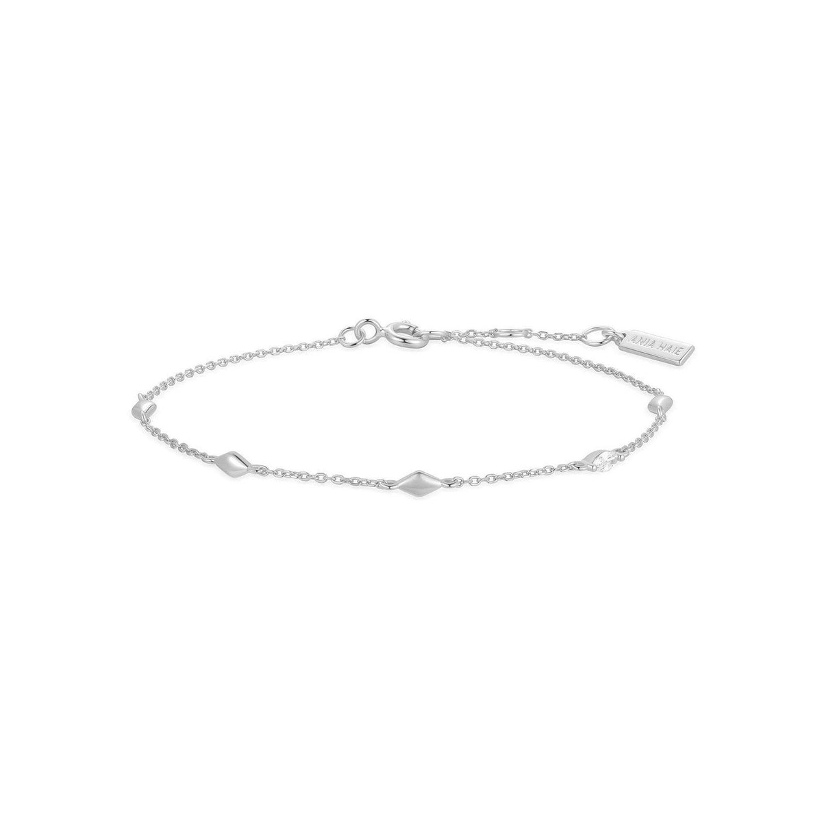 Silver Multi Rhombus Station Bracelet B066-03H