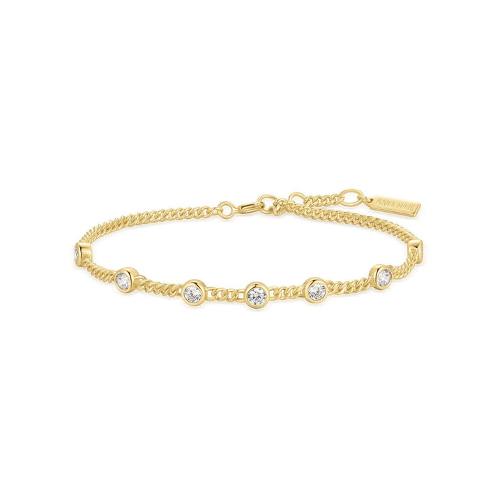 Gold Multi Station Round Stone Chain Bracelet B066-05G