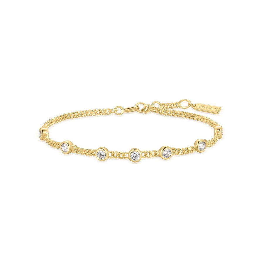 Gold Multi Station Round Stone Chain Bracelet B066-05G