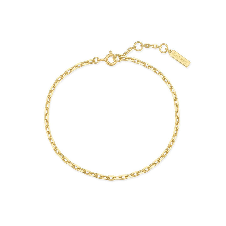 Gold chain bracelet on a white background