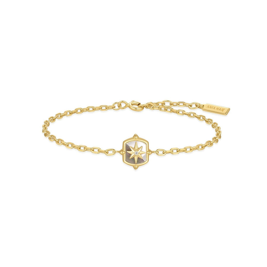 Gold Colour-Block Mother of Pearl Star Bracelet B067-03G