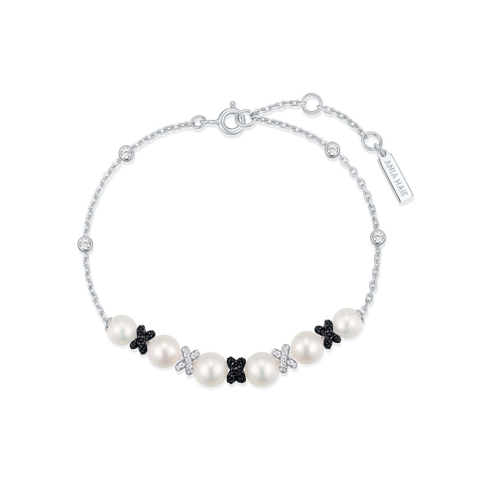 Two-Tone Sparkling Braided Shell Pearl Bracelet B069-03T