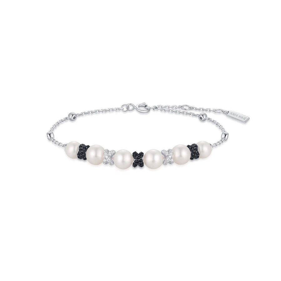 Two-Tone Sparkling Braided Shell Pearl Bracelet B069-03T