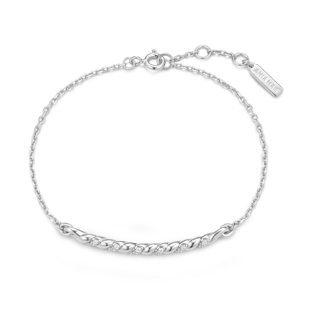 Silver bracelet on a white background