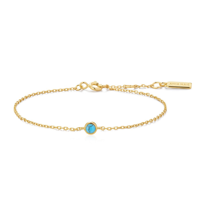 Ania Haie Gold Bezel-Set Lab-Created Turquoise Solitaire Bracelet B073-01G