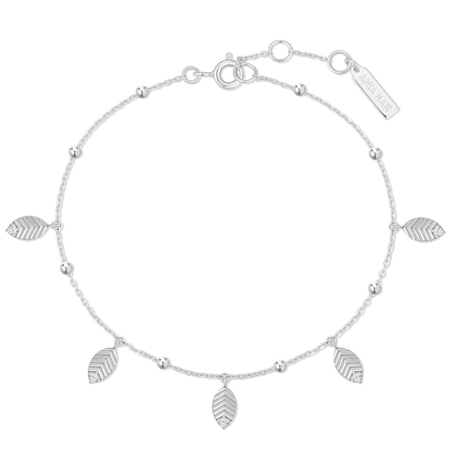 Ania Haie Silver Leaf Station Bracelet B073-05H