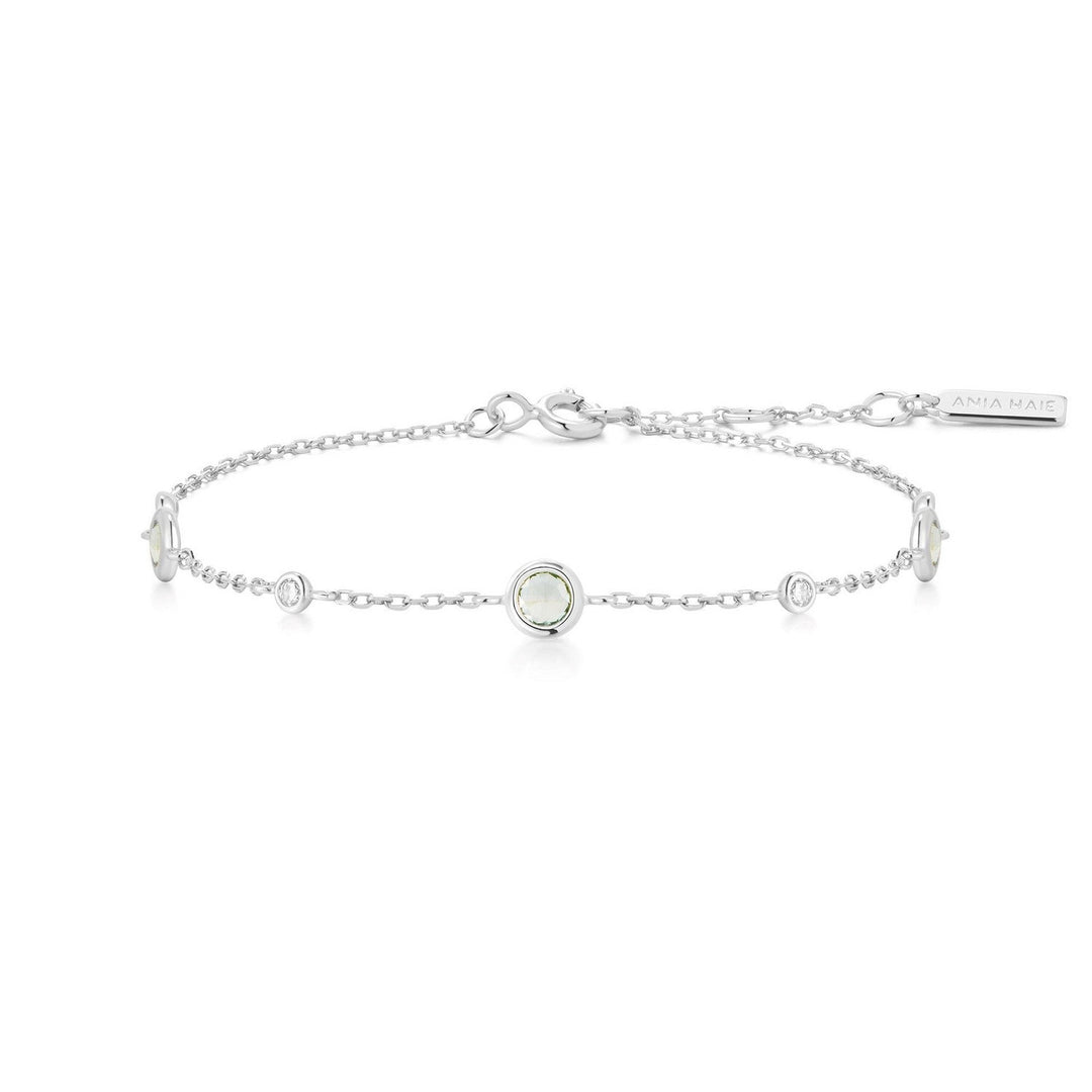 Ania Haie Silver Shell Pearl & Bezel-Set Sparkle Bracelet B075-01H