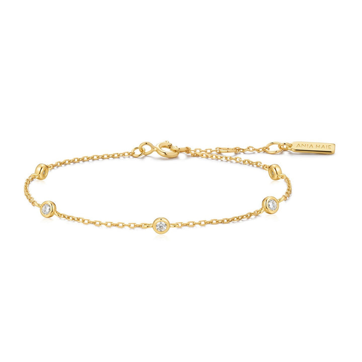 Ania Haie Silver Shell Pearl & Bezel-Set Sparkle Bracelet B075-01H