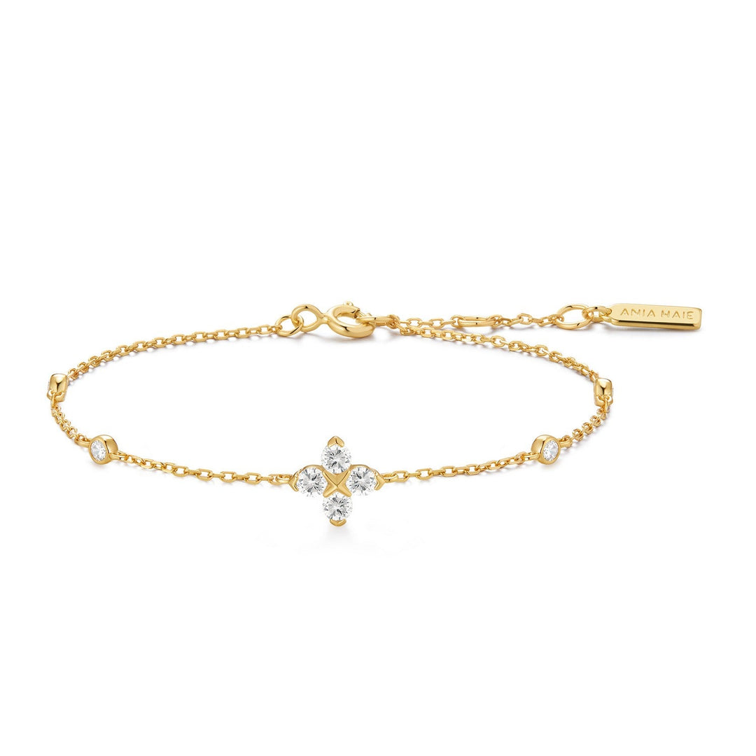 Ania Haie Gold Sparkling Lucky Clover Bracelet B074-04G