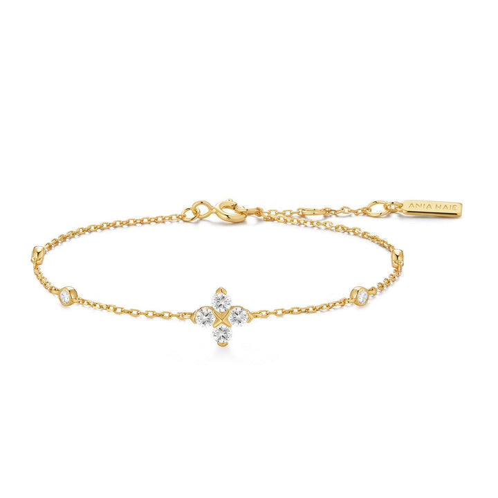 Ania Haie Gold Sparkling Lucky Clover Bracelet B074-04G