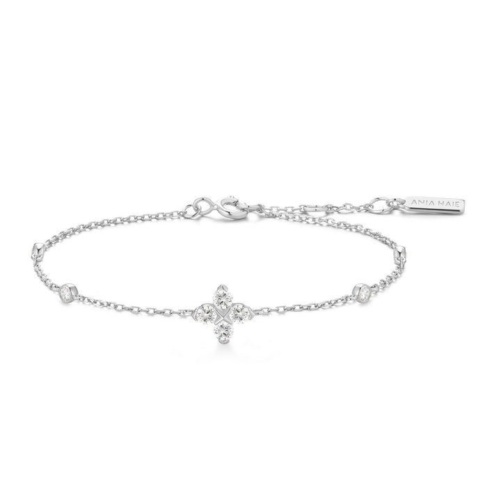 Ania Haie Silver Sparkling Lucky Clover Bracelet B074-04H