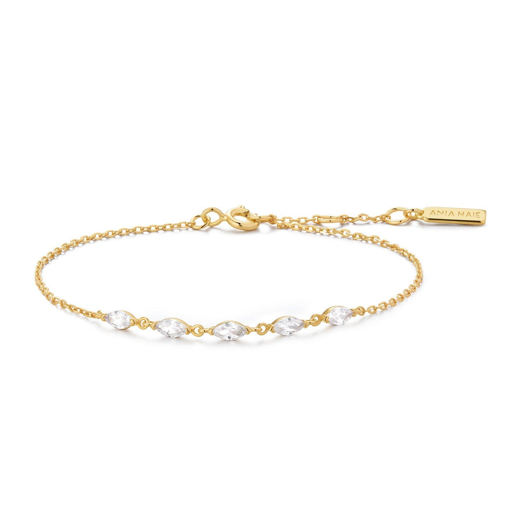 Ania Haie Silver Shell Pearl & Bezel-Set Sparkle Bracelet B075-01H