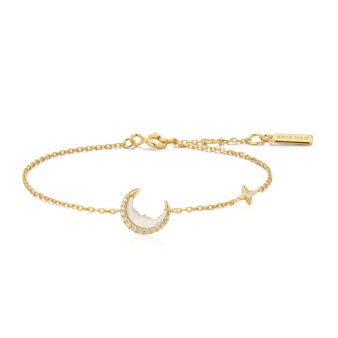 Ania Haie Silver Shell Pearl & Bezel-Set Sparkle Bracelet B075-01H