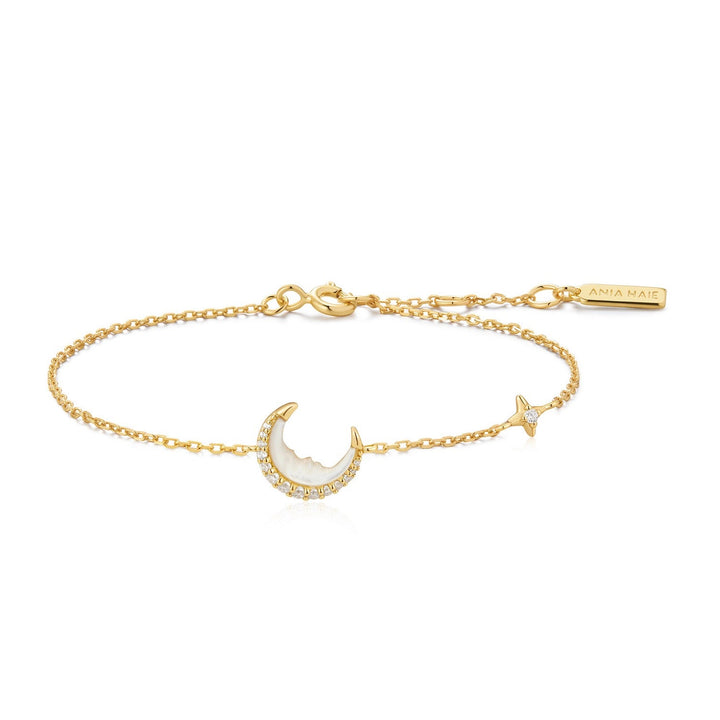 Ania Haie Silver Shell Pearl & Bezel-Set Sparkle Bracelet B075-01H