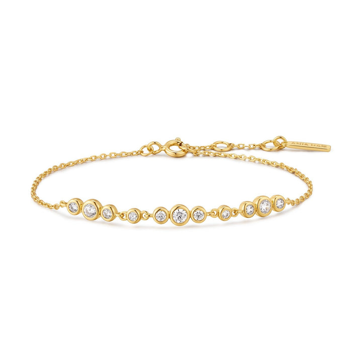Ania Haie Gold Graduated Bezel-Set Trios Bracelet B075-06G