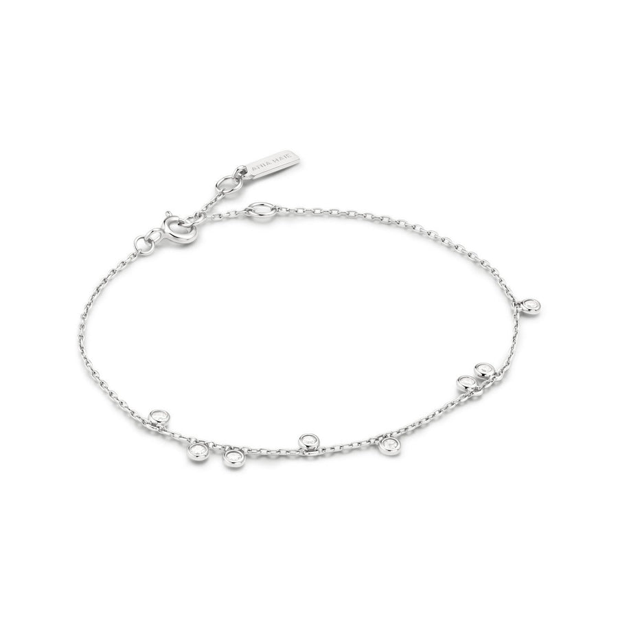 Ania Haie Wanderer Silver Bezel-Set Droplet Station Bracelet B076-01H