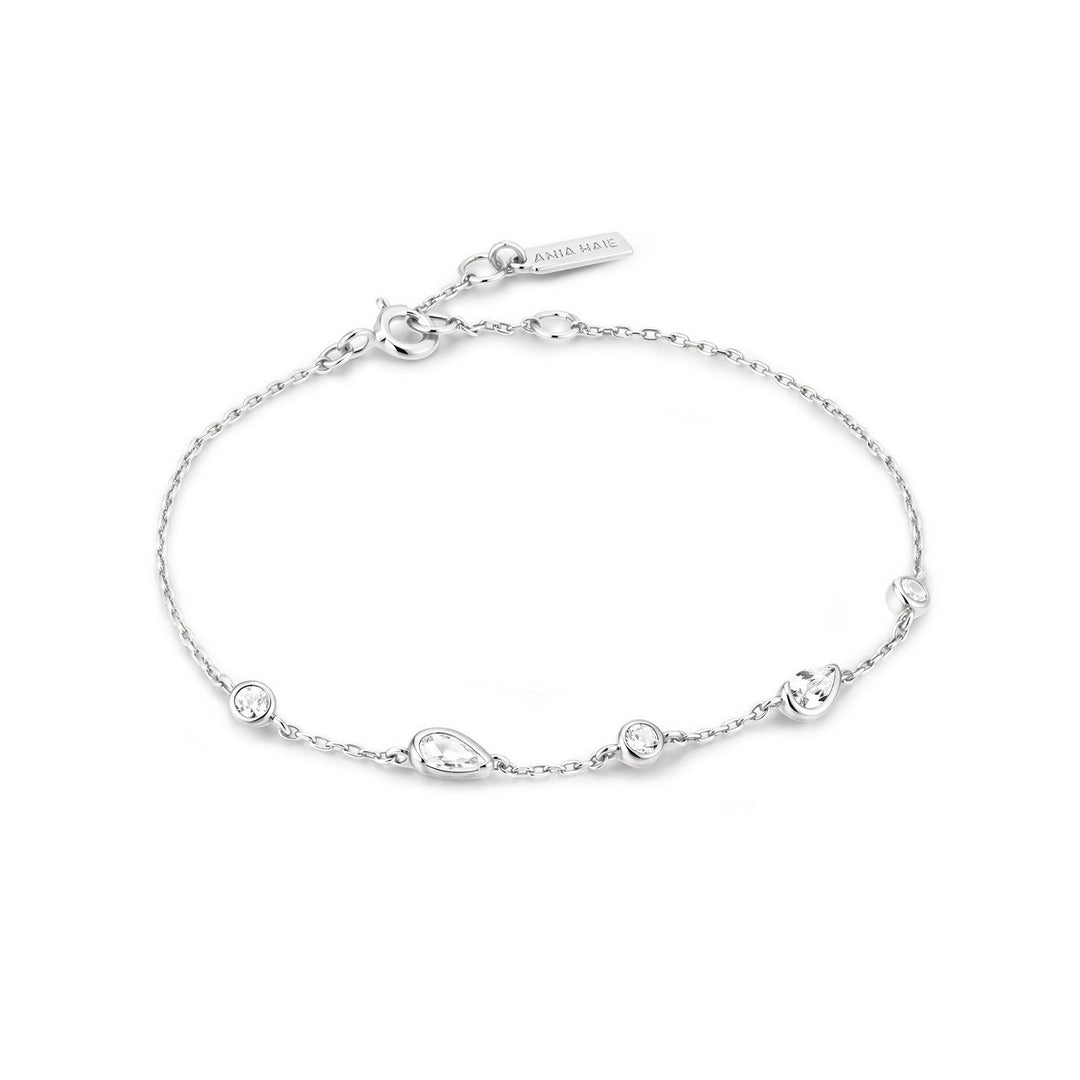 Ania Haie Wanderer Silver Round & Teardrop Bezel Station Bracelet B076-03H
