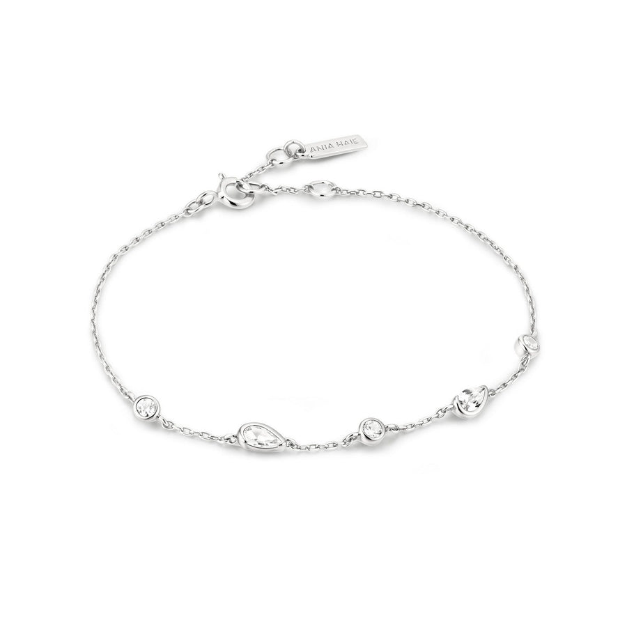 Ania Haie Wanderer Silver Round & Teardrop Bezel Station Bracelet B076-03H