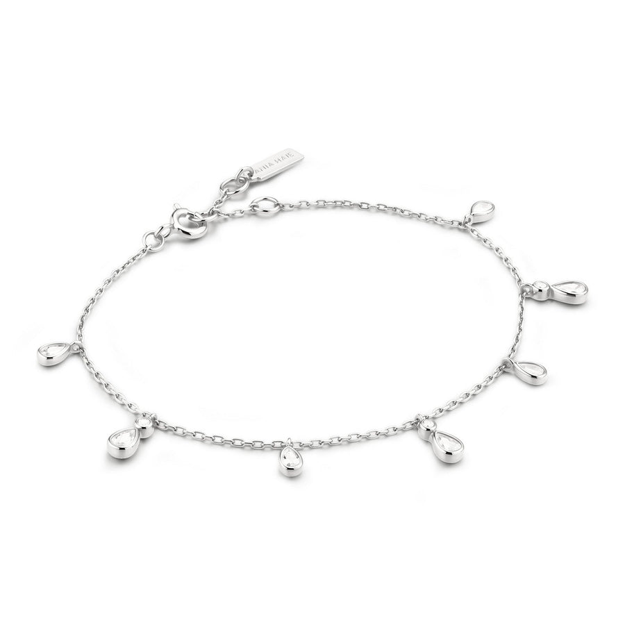 Ania Haie Wanderer Silver Bezel-Set Teardrop Dangle Station Bracelet B076-06H