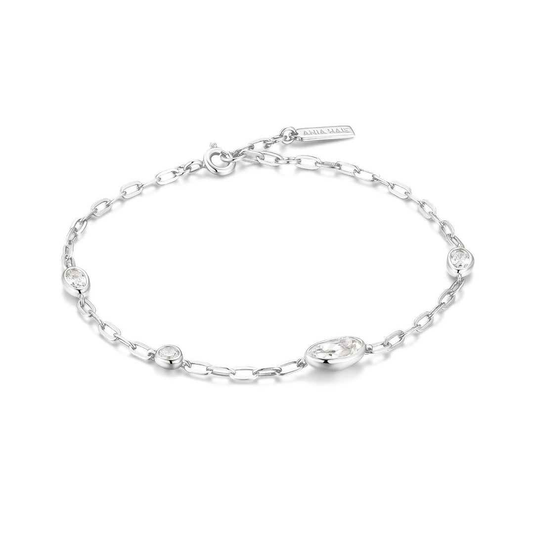 Ania Haie Wanderer Silver Bezel Organic Dome Pebble Station Bracelet B076-08H