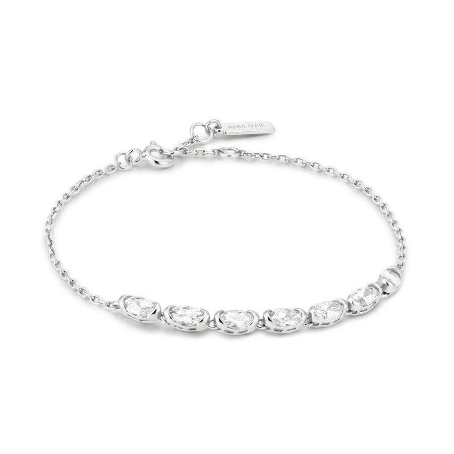 Ania Haie Wanderer Silver Half-Bezel Oval Half-Tennis Bracelet B076-10H
