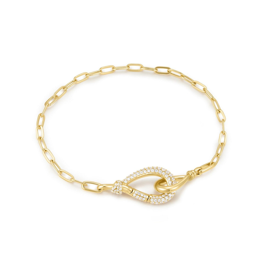 Ania Haie Swan Lake Gold Interlocked Pave & Polished Knot Bracelet B077-03G