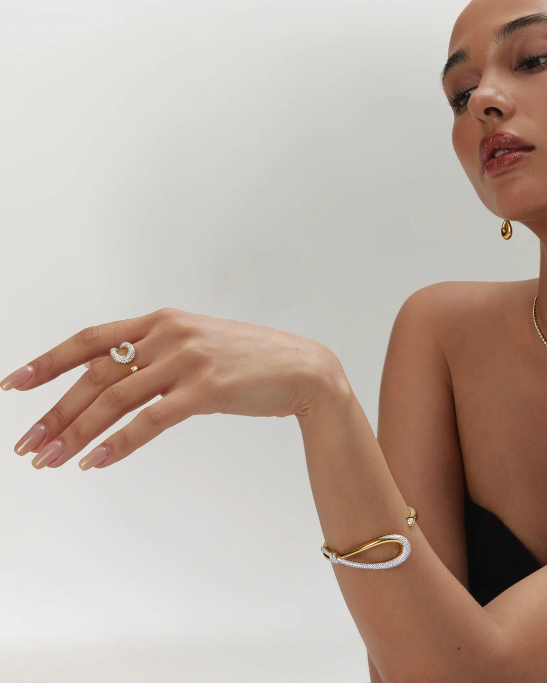 Ania Haie Swan Lake Gold Pave Knot Adjustable Ring R077-01G