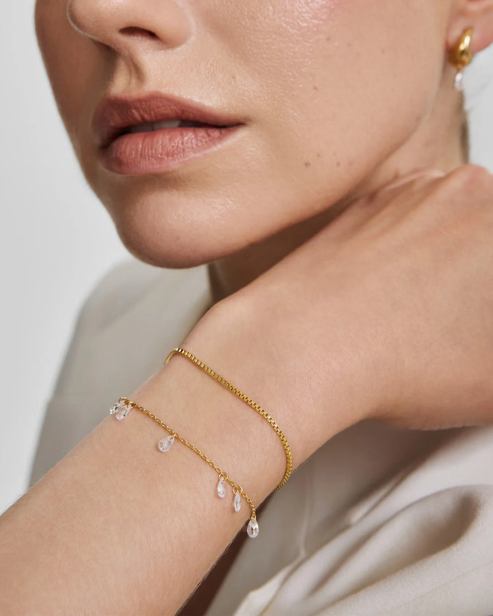 Ania Haie Fluid Light Gold Ethereal Teardrop Dangle Station Bracelet B078-01G