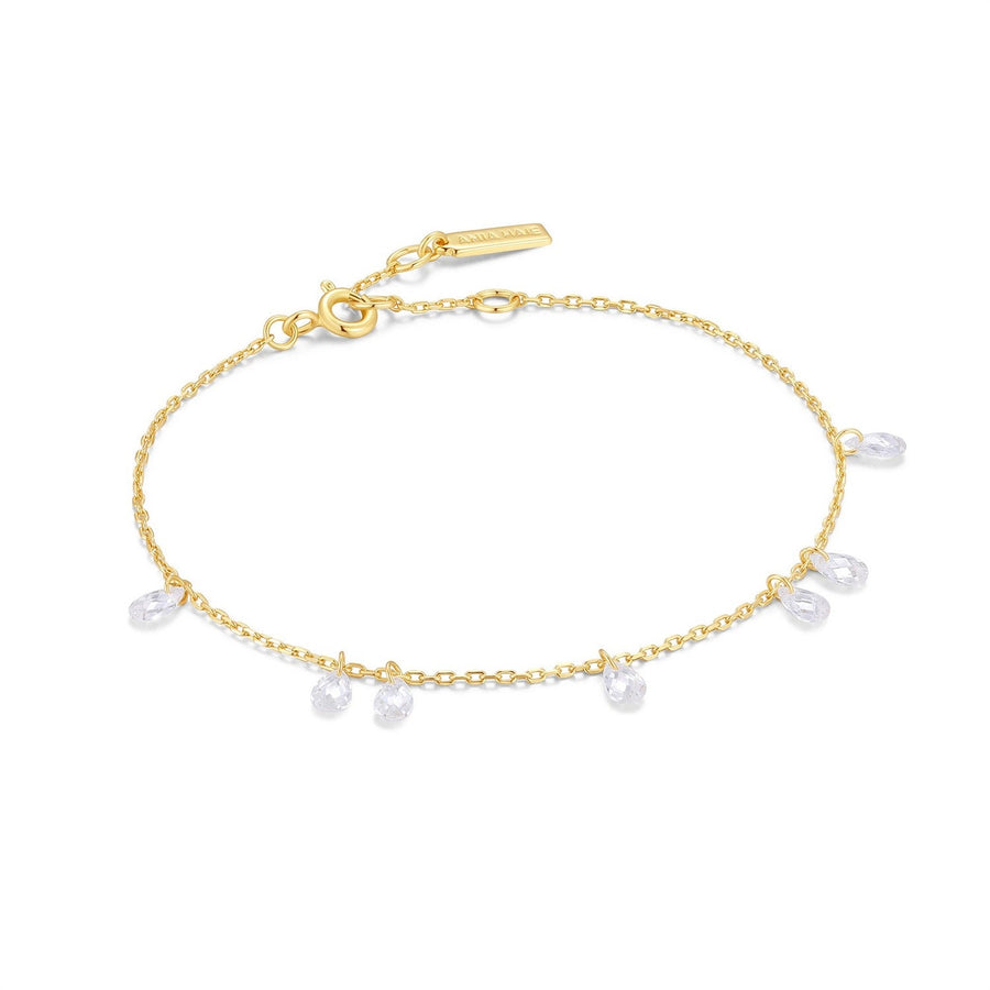 Ania Haie Fluid Light Gold Ethereal Teardrop Dangle Station Bracelet B078-01G