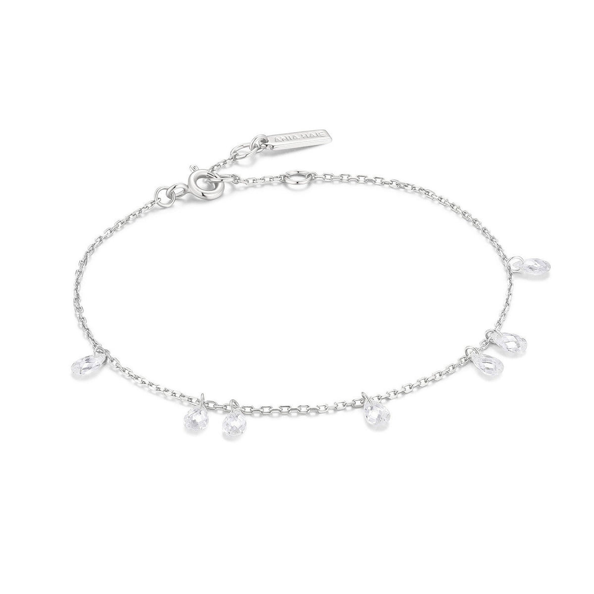 Ania Haie Fluid Light Silver Ethereal Teardrop Dangle Station Bracelet B078-01H