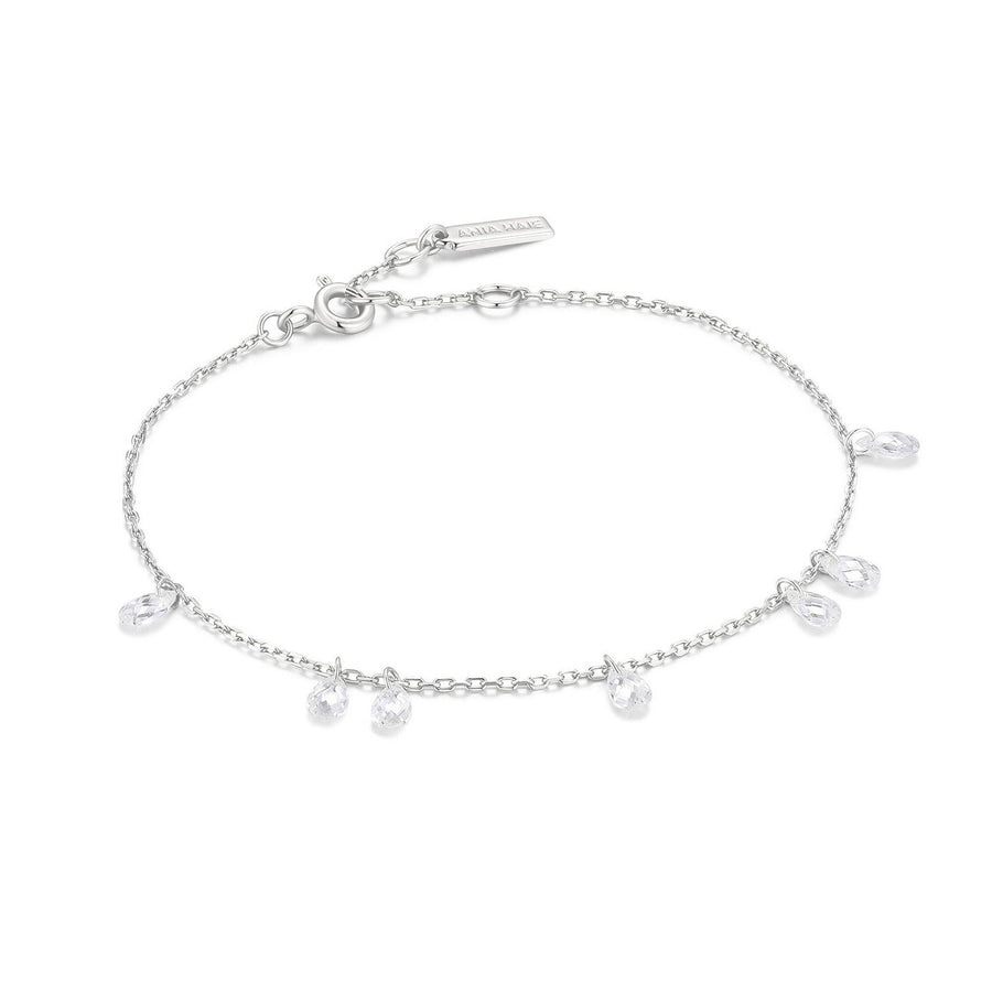 Ania Haie Fluid Light Silver Ethereal Teardrop Dangle Station Bracelet B078-01H