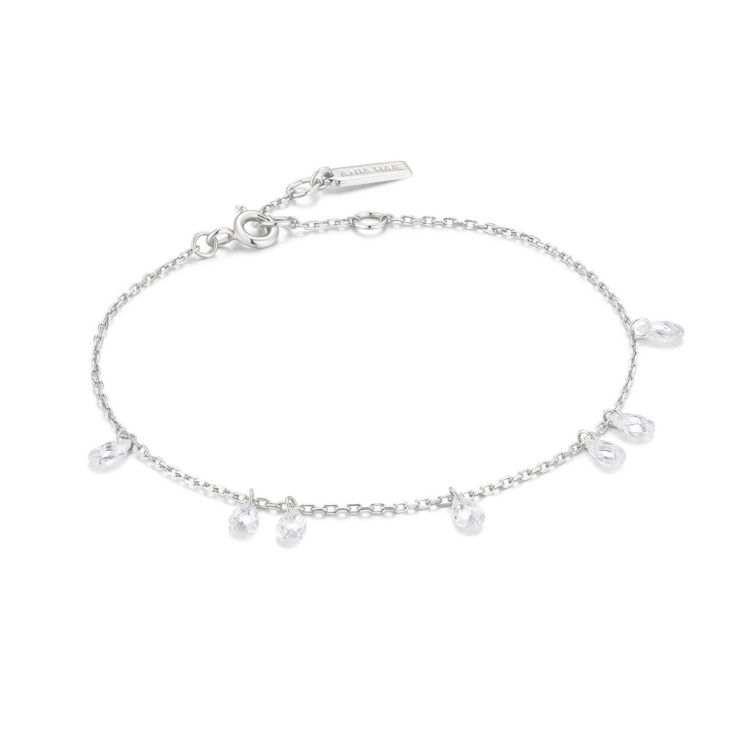 Ania Haie Fluid Light Silver Ethereal Teardrop Dangle Station Bracelet B078-01H