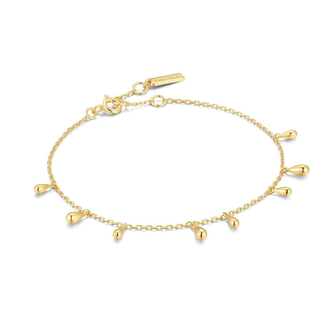 Ania Haie Fluid Light Gold Polished Teardrop Dangle Station Bracelet B078-02G