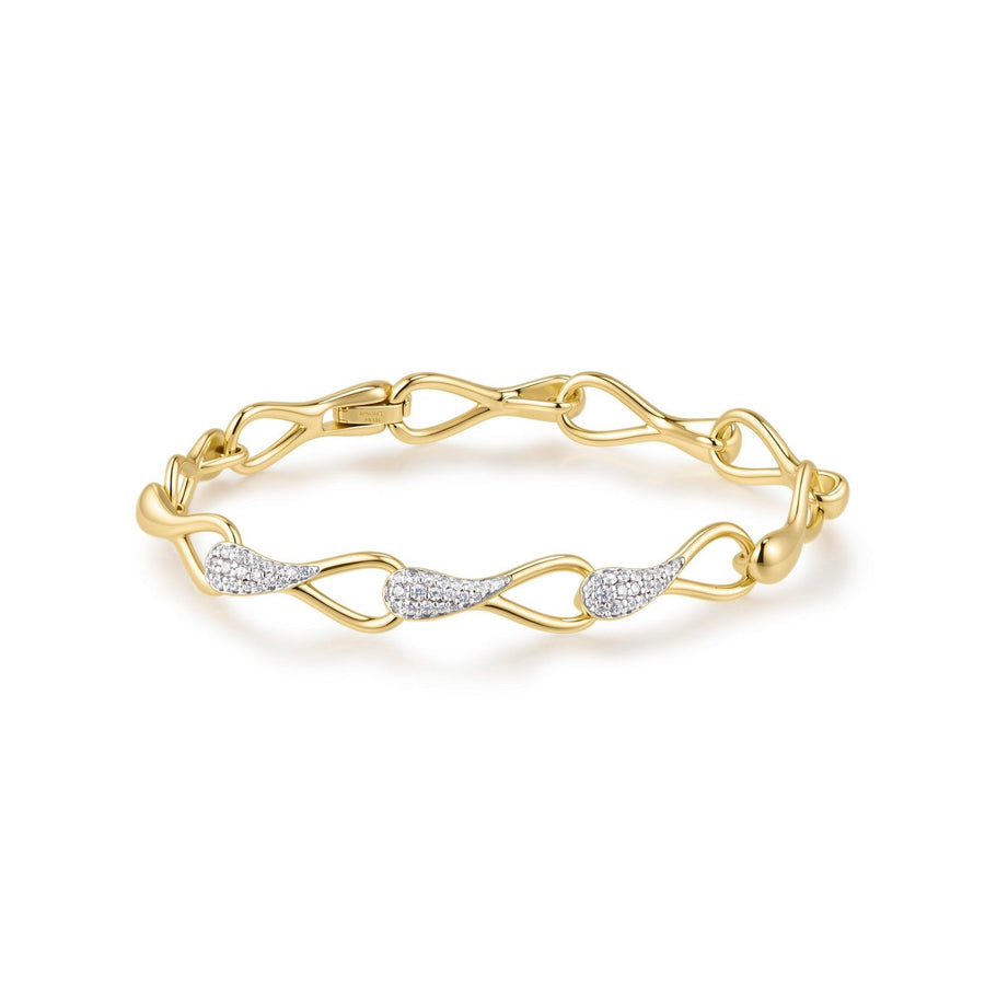 Ania Haie Fluid Light Gold Pavé Sculptural Interlocked Link Bracelet B078-03G