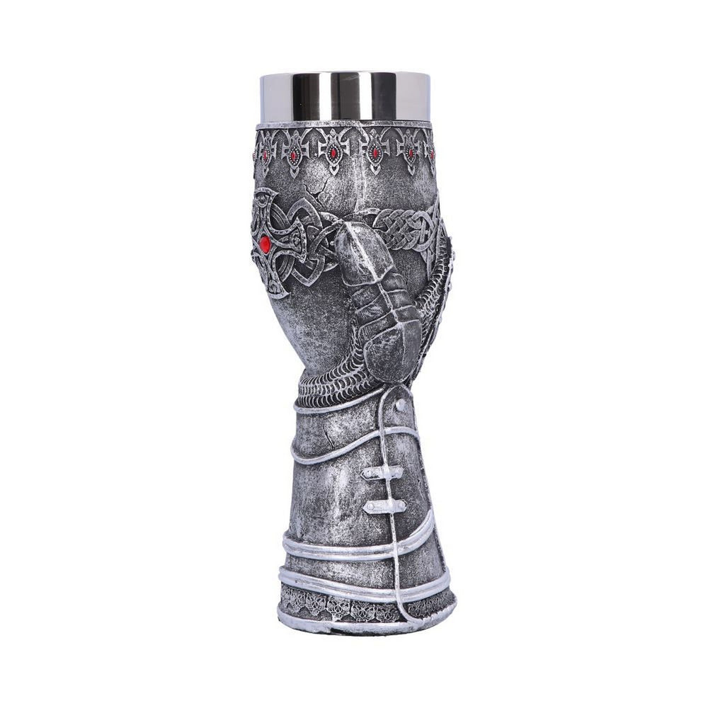 Medieval Knight Gauntlet Wine Goblet Hand Painted B1179D5