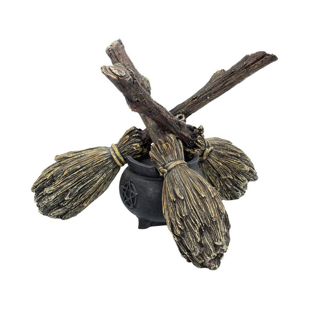 Witch Wiccan Witchcraft Broomstick Crystal Ball Holder B1867F6